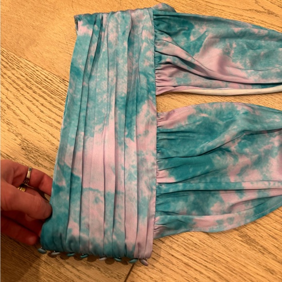 Privacy Please LOVERS & FRIENDS Venice Top Small Lilac & Turquoise Halter Silk - Picture 8 of 12